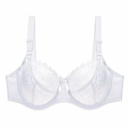 Pure color bra lace women's plus size bra underwear White - D&A