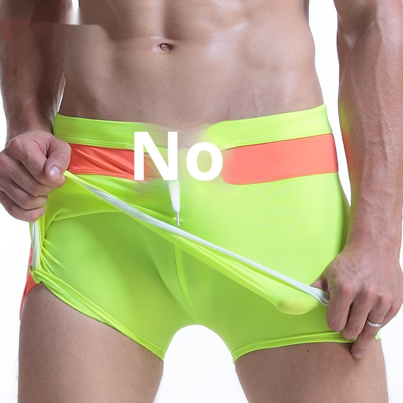 Hot Spring Lace-up Men's Boxer Casual Swimming Trunks Green - D&A