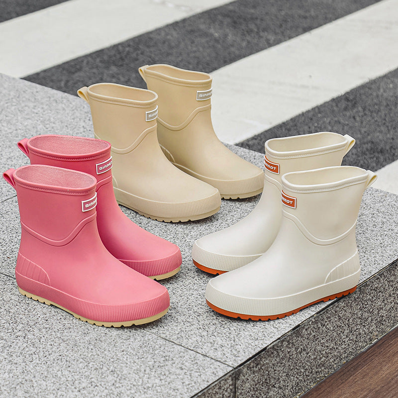 Mid-calf Women's Stylish Water Shoes Outdoor Non-slip Adult Rain Boots - D&A