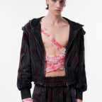Retro Vintage Tie Dye Short Fit Hooded Sweatshirt Jacket For Men - D&A