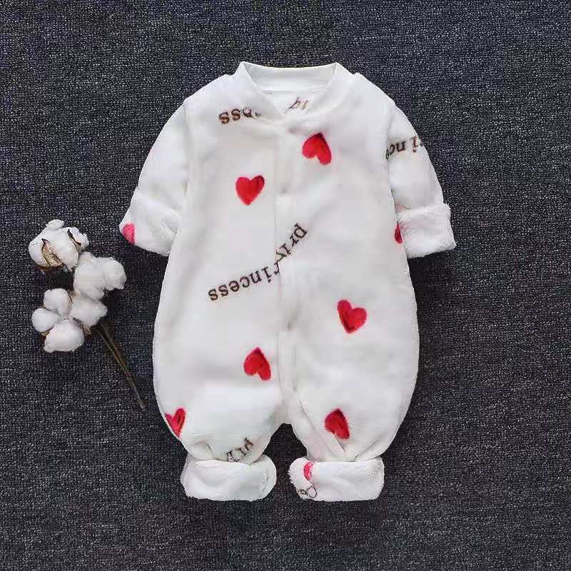 Baby onesies Baby Long Sleeve Romper Peach heart white - D&A