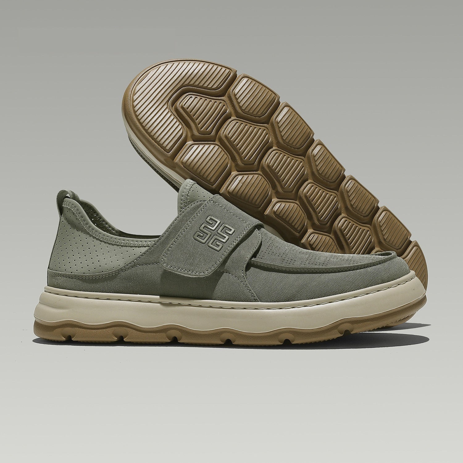 Perforated Breathable Velcro Casual All-matching Men's Shoes - D&A