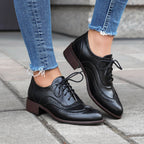 Retro British Contrasting Color Brogue High-cut Lace-up Shoes - D&A