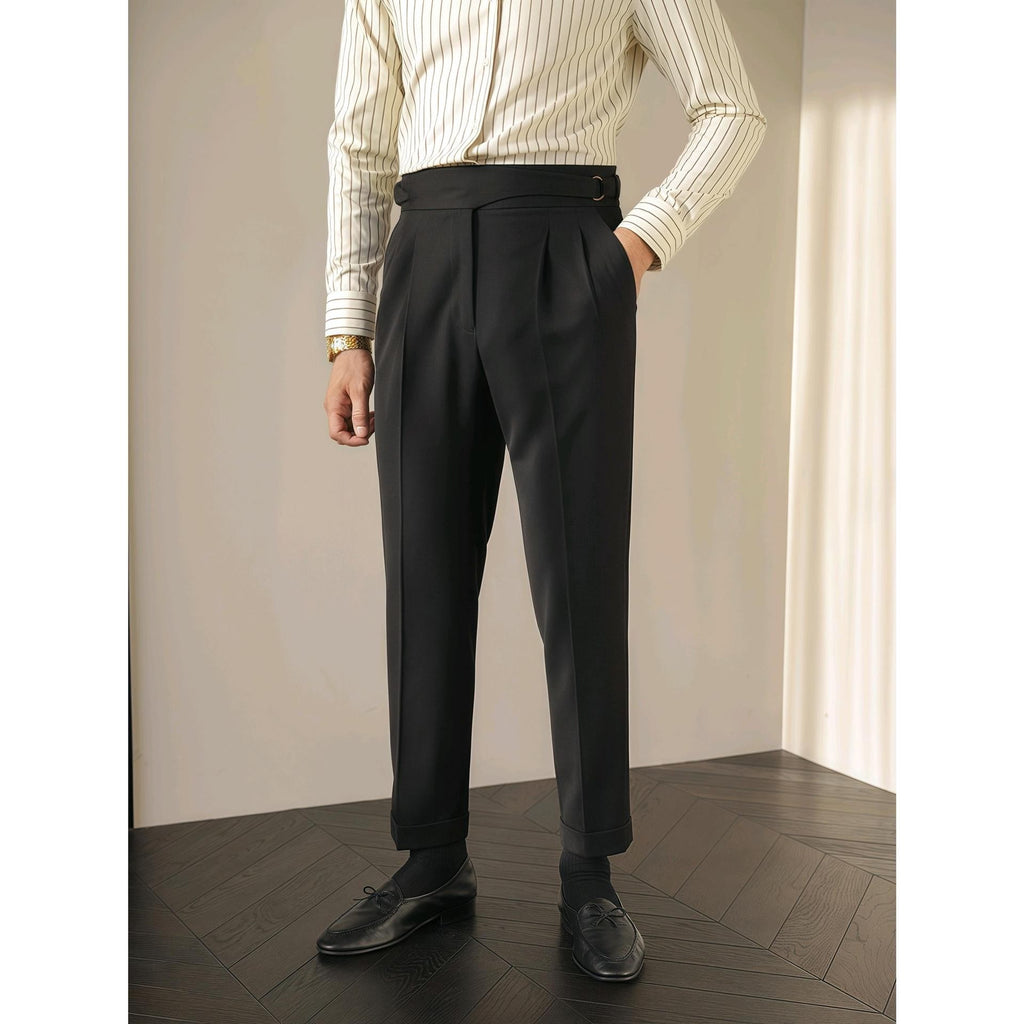 British Retro Business Casual Paris Buckle Suit Pants Men - D&A