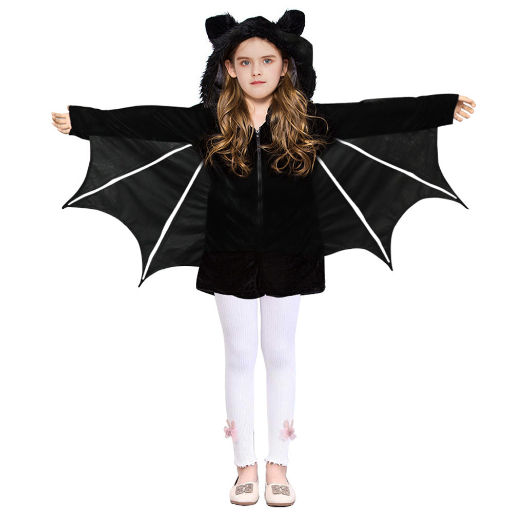 New Halloween Kids Costume Bat Cape Skeleton Top - D&A