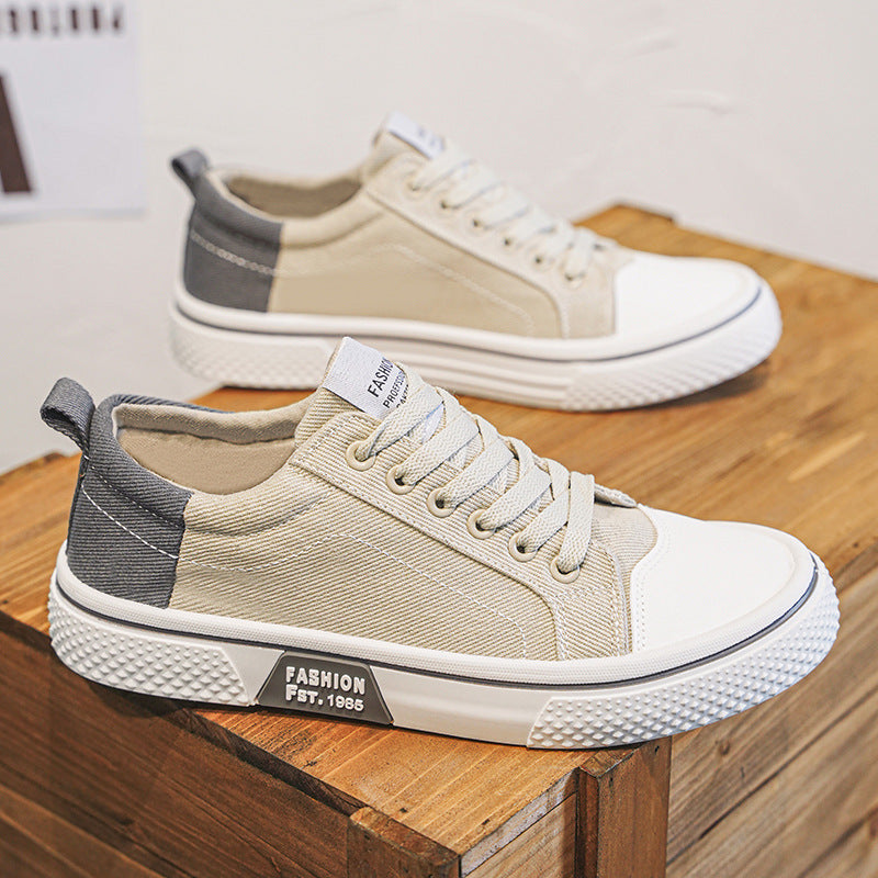 Breathable All-matching Skateboard Men's Soft Bottom Casual Sports Fashion Canvas Shoes K22 Beige - D&A