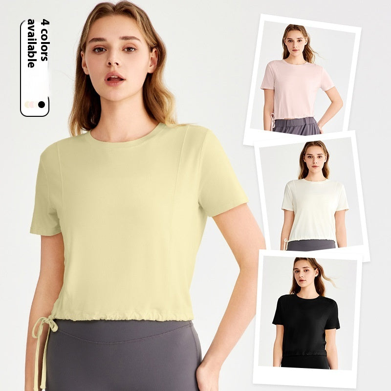 Loose Sports Top Drawstring At Hem Commuter T-shirt - D&A
