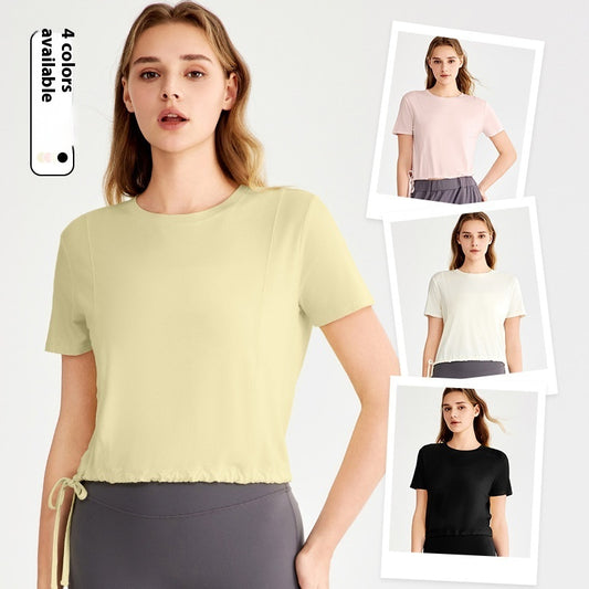 Loose Sports Top Drawstring At Hem Commuter T-shirt - D&A