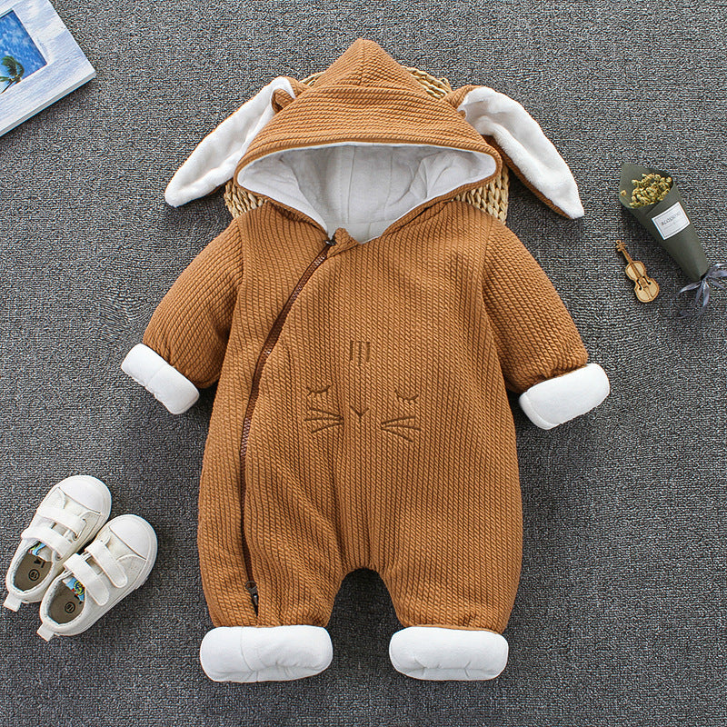 Autumn Winter Coat Jumpsuit Baby Clothing Newborn Snowsuit Boy Warm Romper Down Cotton Jackets Girl Snow clothes Bodysuit Coffee - D&A