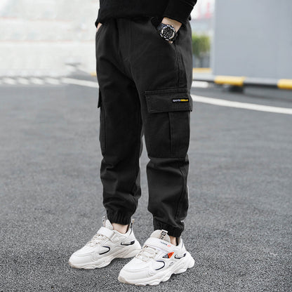 Children's Trousers Summer Style Large Children's Overalls Black - D&A