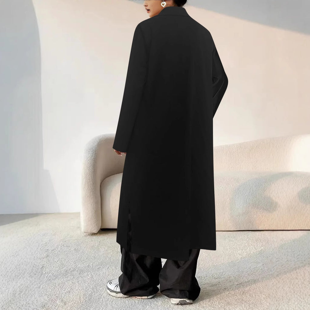 Long Below The Knee Trendy Solid Color Women's Trench Coat - D&A