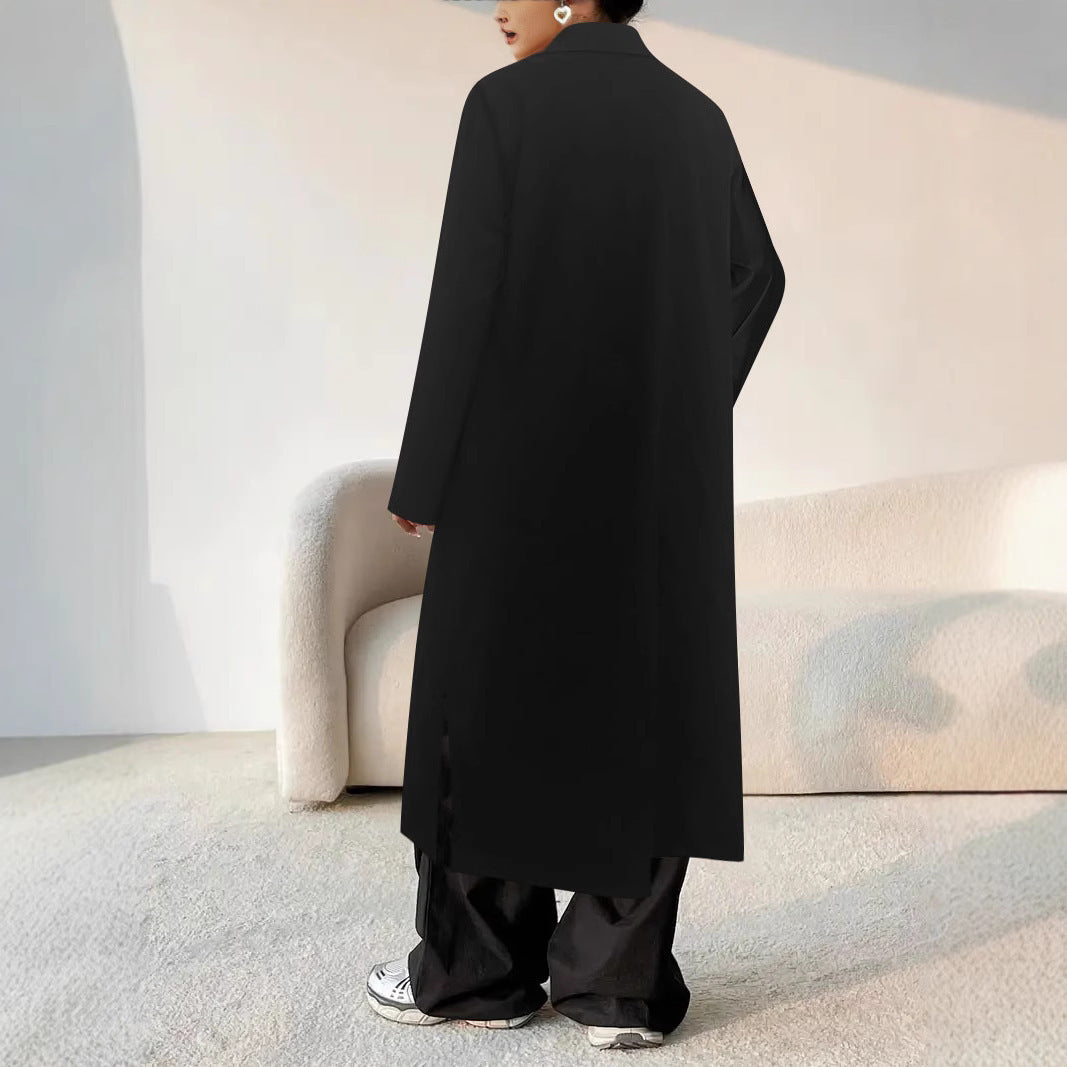 Long Below The Knee Trendy Solid Color Women's Trench Coat - D&A