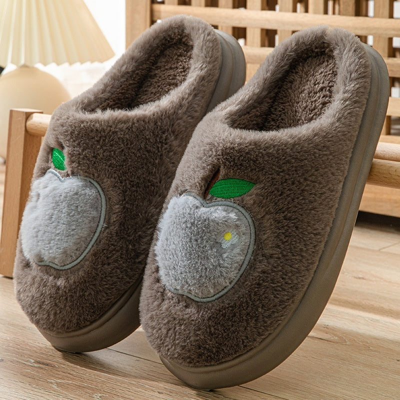 Cotton Slippers Women's Indoor Home Plush Warm Slippers Coffee - D&A