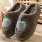 Cotton Slippers Women's Indoor Home Plush Warm Slippers Coffee - D&A