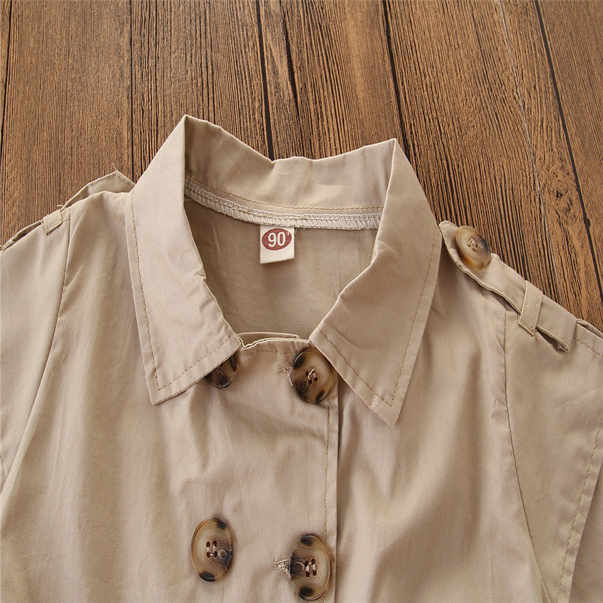 Kids Summer Clothing Beige Korean Style Children Shirt Girls' Dress Medium And Large Children's Dress Children Shirt - D&A