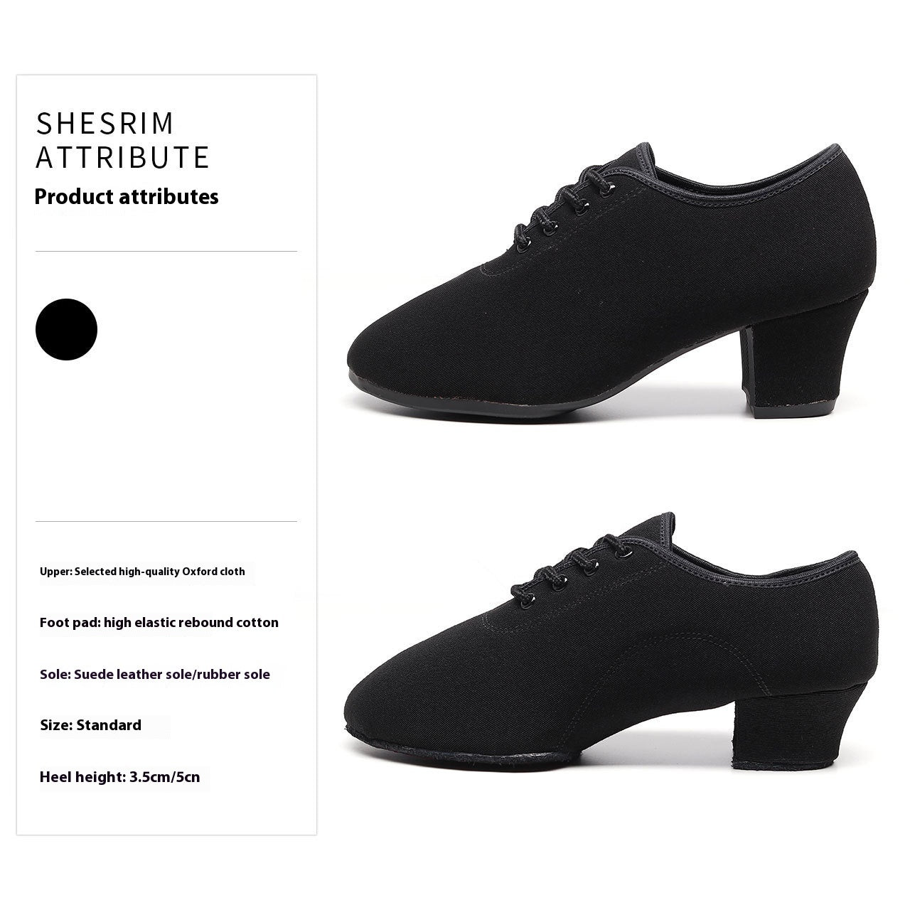 Oxford Cloth Dancing Shoes Ethnic Dance Middle Heel Men's Professional Ballroom Dancing Shoes - D&A