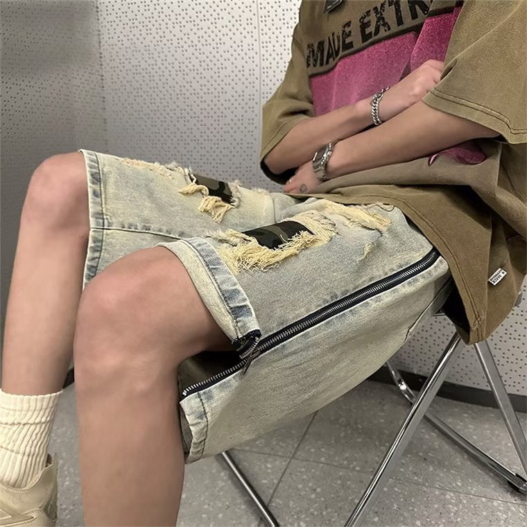 Men's Summer Ripped Camouflage Denim Shorts - D&A