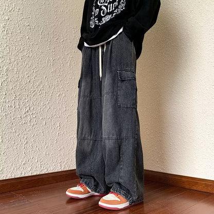 Straight Jeans Men's Spring New Korean Style Black And Gray - D&A