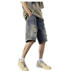 American-style Retro Tattered Jeans Men's Shorts Denim - D&A