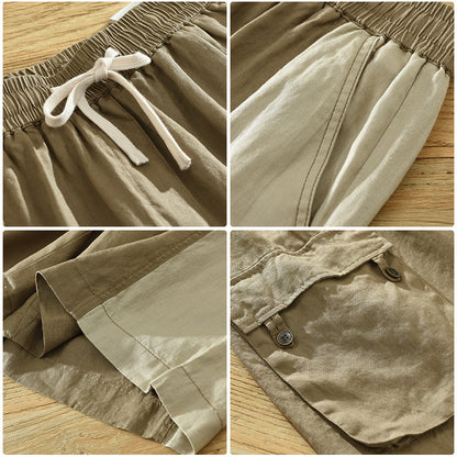 Men's Thin Trendy Loose Color Matching Linen Pants - D&A