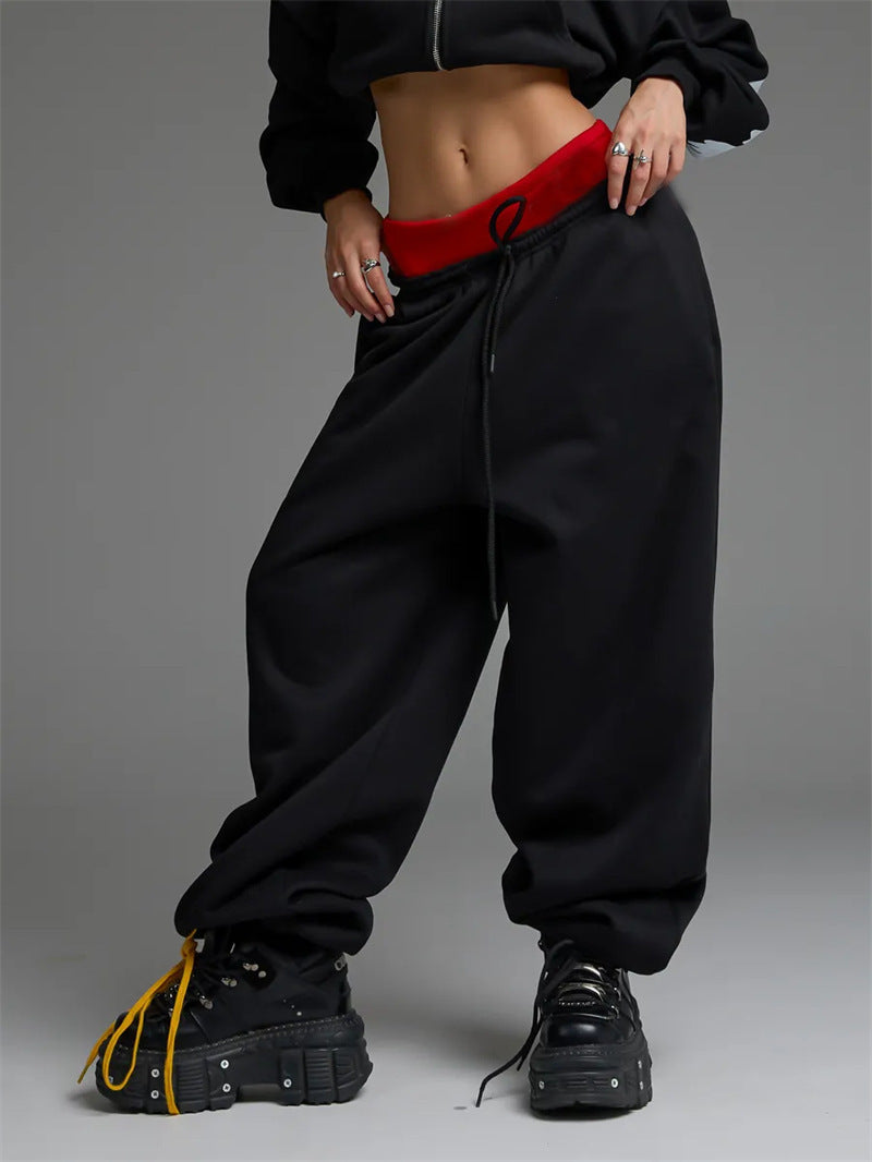 Casual Straight-leg Wide Leg Sweatpants Black - D&A