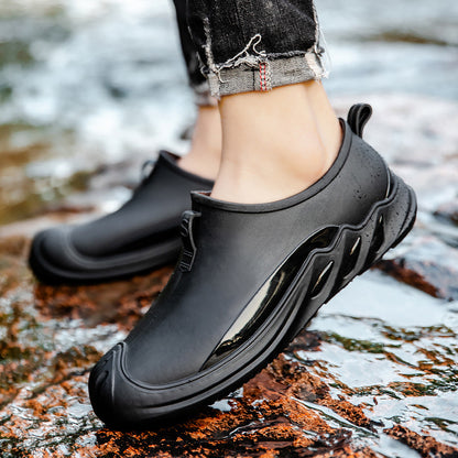 Fashion Personality New Rain Boots Short Men's The 998 single shoe is black - D&A