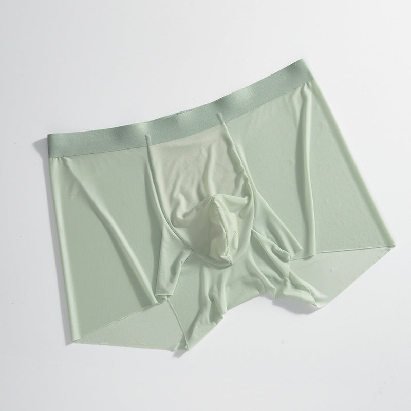 Summer New Men's Ice Silk Underwear Pure Color Seamless Quick-drying Mint Green - D&A