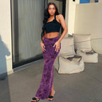 Hot Girl Autumn Women Clothing Knitted Street Sexy Flocking Flower Sheath Skirt For Women - D&A