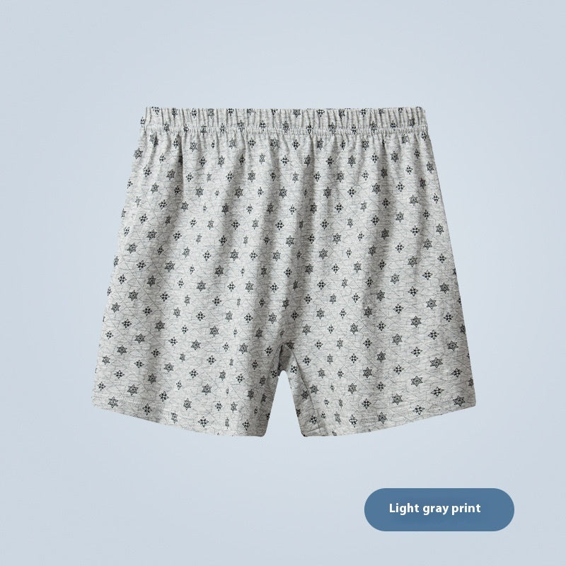 Middle-aged And Elderly Underwear Men's Cotton Boxer Light Gray Printing - D&A