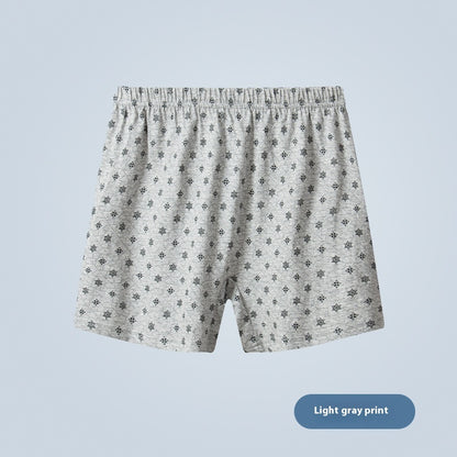 Middle-aged And Elderly Underwear Men's Cotton Boxer Light Gray Printing - D&A