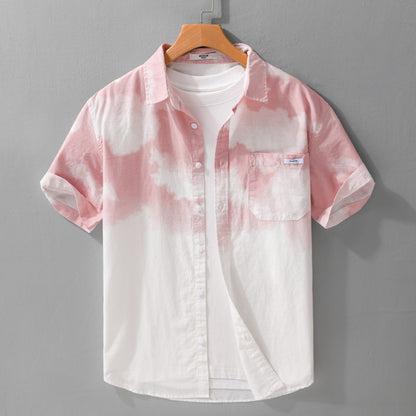 Summer Menswear Trendy All-match Short-sleeved Shirt Light Pink - D&A