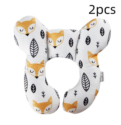 Infant Pillow Baby Bed U-Shaped Safety Seat Neck Guard Fixed Stereotyped Stroller Pillow Leaf fox 2pcs OPP - D&A