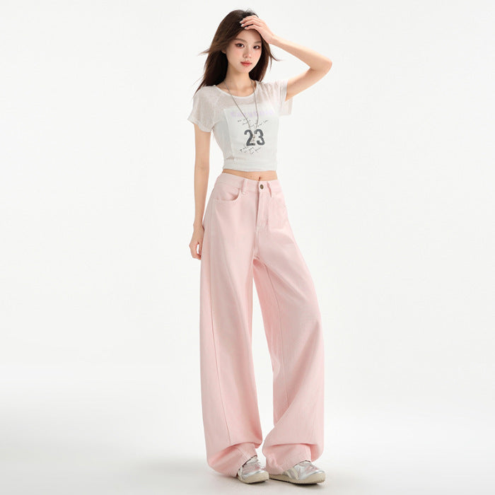 Cherry Blossom Wide Leg Draping Mop Jeans Cherry Blossom Nine - D&A