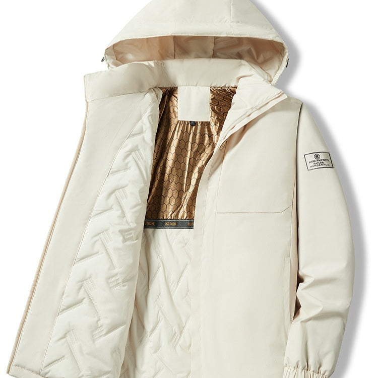 Autumn And Winter Outdoor Temperature Sensing Windproof Waterproof Jacket Ivory White - D&A