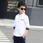 Student Spring And Autumn Trendy Fan Lapel Polka Dot Shirt White - D&A