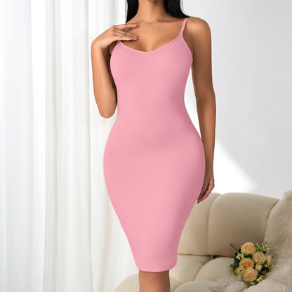 Women's Sling Hip-lift And Belly Shaping Women's Body Shaping Dress Pink Light - D&A