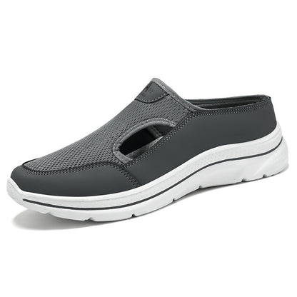 Men's Hollow-out Half Slippers Soft Bottom Comfortable Casual Shoes BTJL87 Gray - D&A