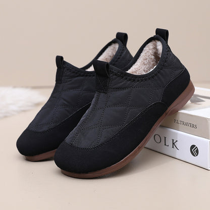 Winter Cloth Shoes For Women Plus Velvet Soft Bottom One Pedal Cotton Shoes Warm Flat Bottom Gommino - D&A