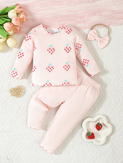 Infant Printing 3-piece Set Suit - D&A