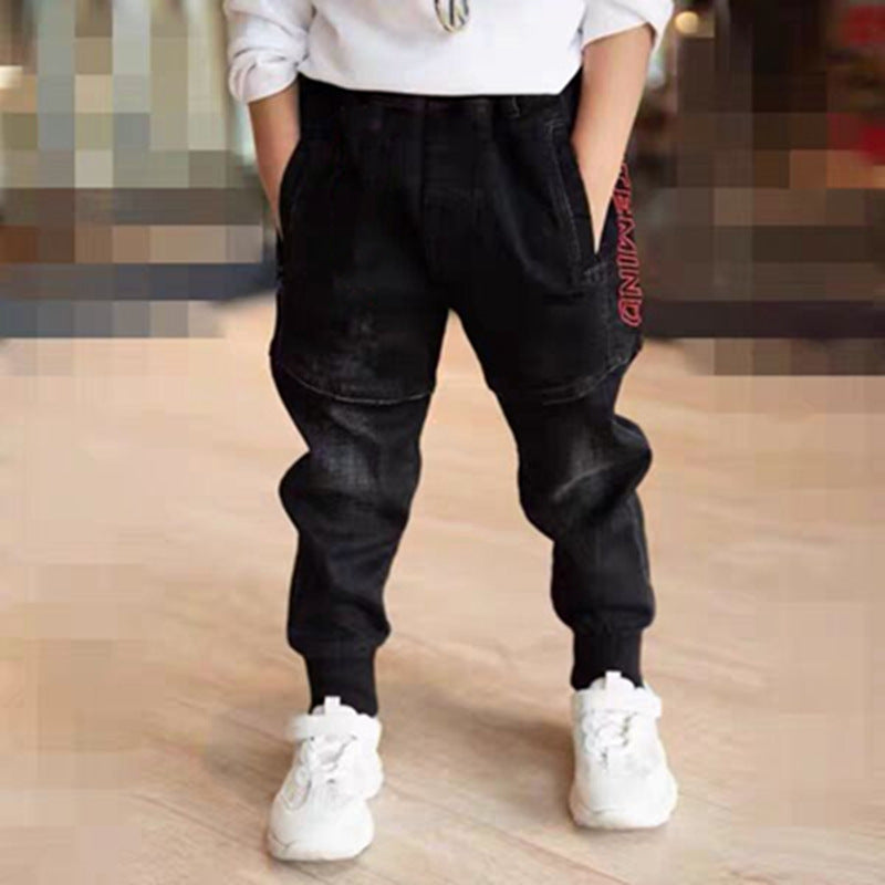 Kids Black Jeans Single Pants Spring And Autumn Boys Pants - D&A