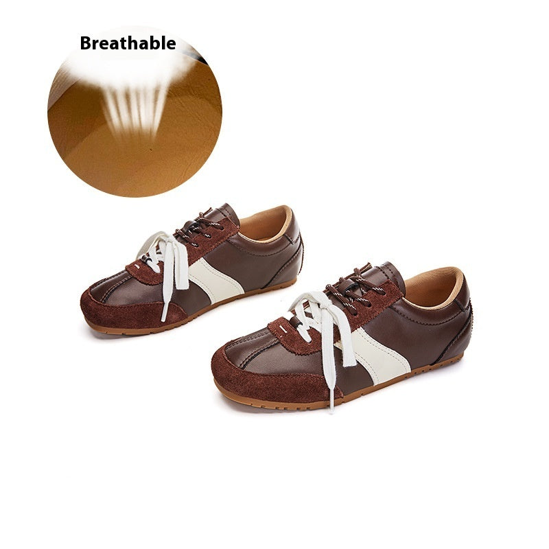Women's Casual All-match Horse Fur White Shoes Brown - D&A