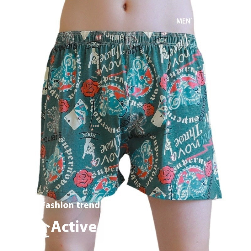 Cotton Printed Men's Home Loose Casual Print Boxer Shorts - D&A
