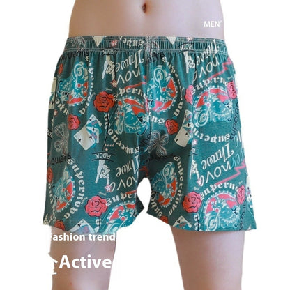 Cotton Printed Men's Home Loose Casual Print Boxer Shorts - D&A