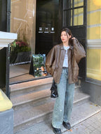 Korean Style Loose Leather Jacket Handsome Motorcycle - D&A