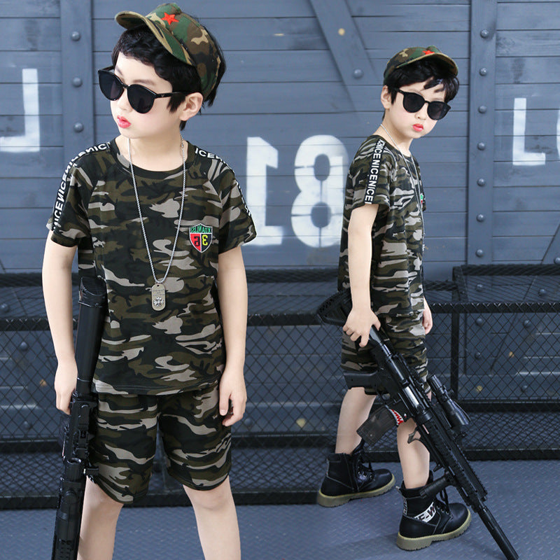 Boys summer short sleeve camouflage clothing - D&A
