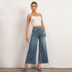 Shascullfites Women's Light Blue Wide Leg Stretch Jeans Flare Pants Denim Straight Trousers Sexy Fit Casual Jeans Women - D&A