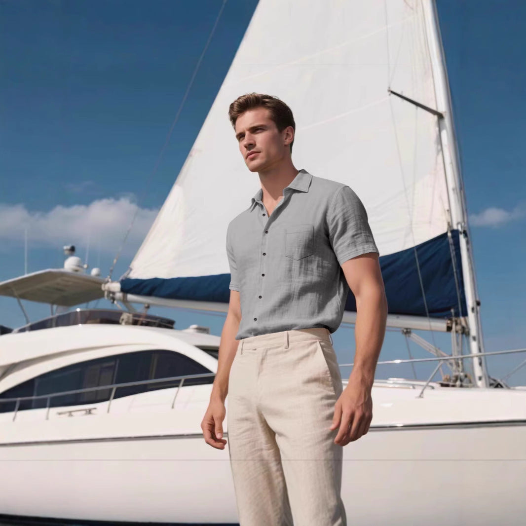 Men's Linen Short-sleeved Shirt - D&A
