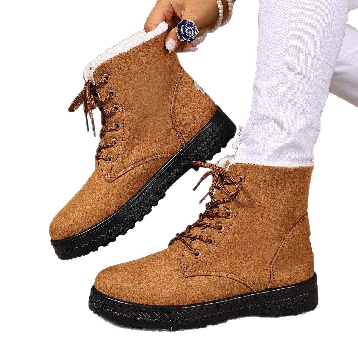 Women's Fashionable Waterproof High-top Cotton-padded Snow Boots - D&A