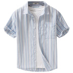 Summer Menswear Striped Minimalist Short Sleeve Shirt - D&A
