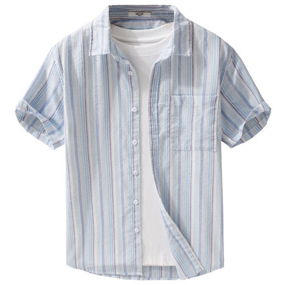 Summer Menswear Striped Minimalist Short Sleeve Shirt - D&A